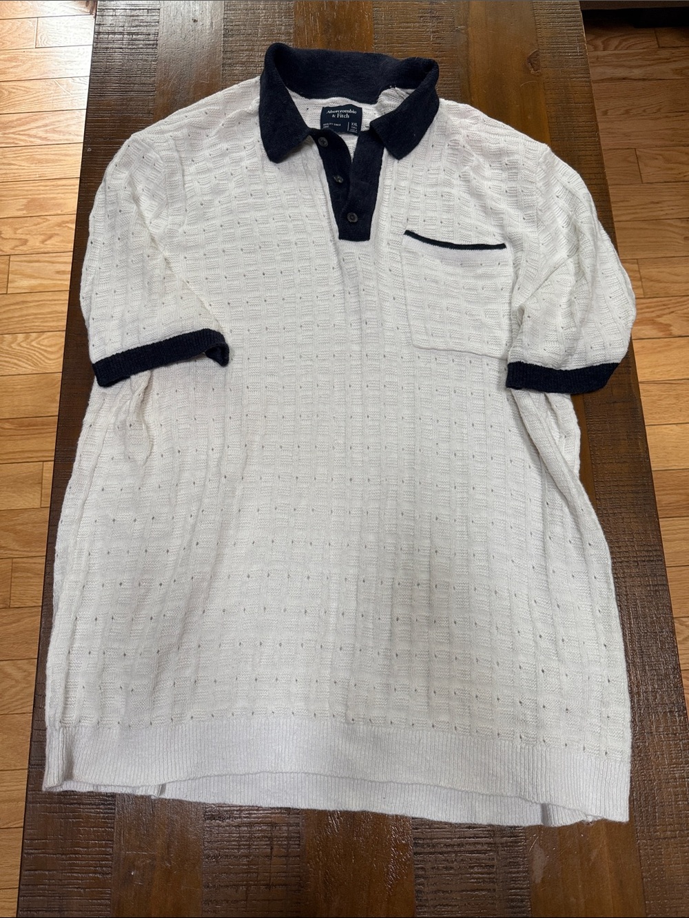 Abercrombie & Fitch White Polo with Navy Collar and Trim